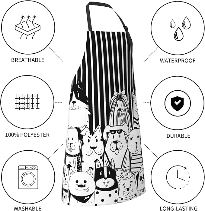 Funny Animal Apron with 2 Pockets Waterproof for Men Women Kitchen Garden Decor