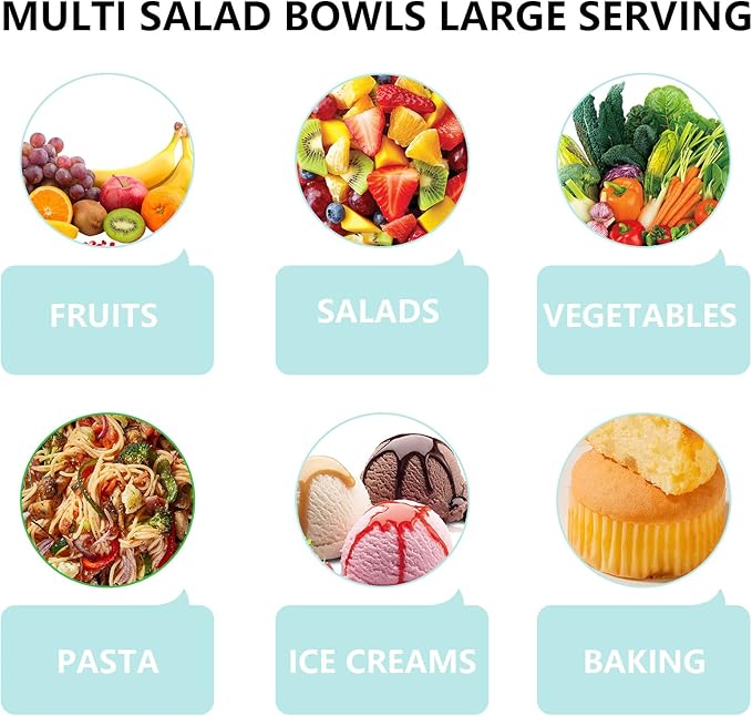 Luvan Glass Mixing Bowls with Lids Set(3.7QT, 2.1QT, 1.1QT),3PC Glass Nesting Bowl, Large Salad Bowls Sets with lids,Clear Cooking Bowl for Kitchen Prep,Food Storage,Baking,Microwave and Oven Safe