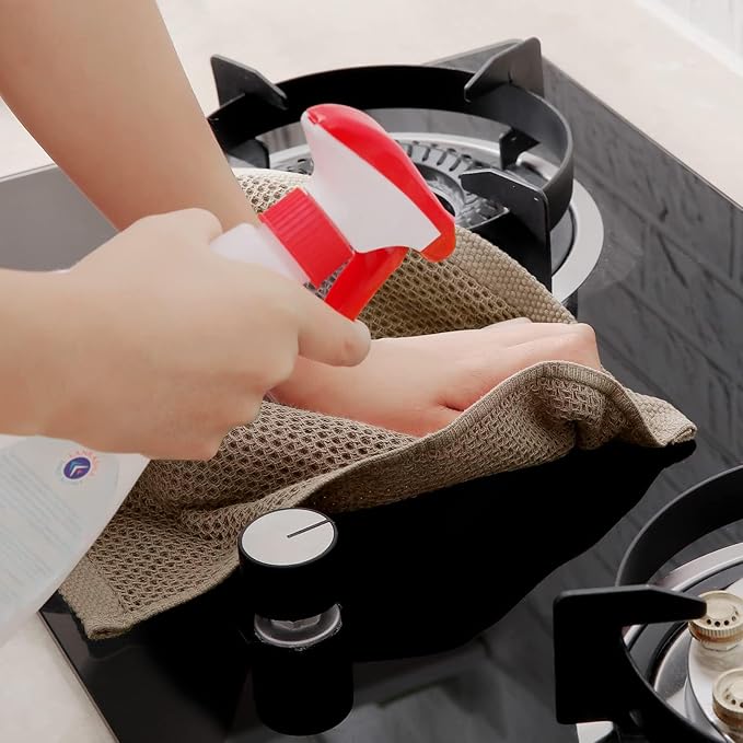 Homaxy 100% Cotton Waffle Weave Kitchen Dish Towels, Ultra Soft Absorbent Quick Drying Cleaning Towel, 13 x 28 Inches, 6-Pack, Tan