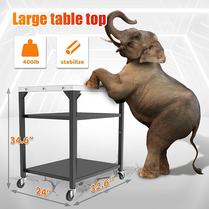 Pizza Oven Table for Ooni, Ninja, Woodfire, Blackstone, Bighorn, Cuisinart, Outdoor Grill Table for Ooni Pizza Oven Accessories, Movable Pizza Oven Stand as Food Prep Cart