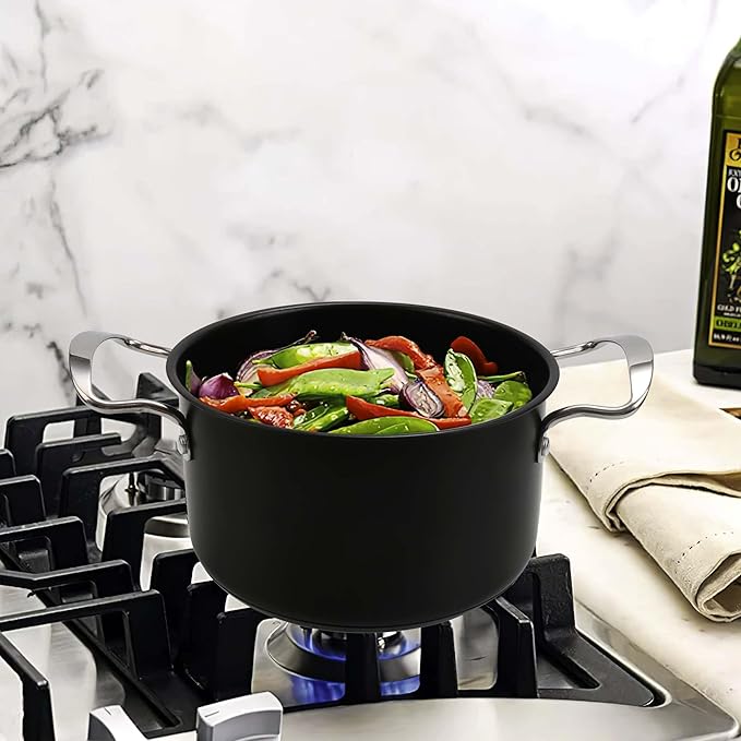 Aufranc Induction Pots and Pans, Stainless Steel cookeware set 6pcs With Lid, Induction Cookware For Oven & Dishwasher Safe