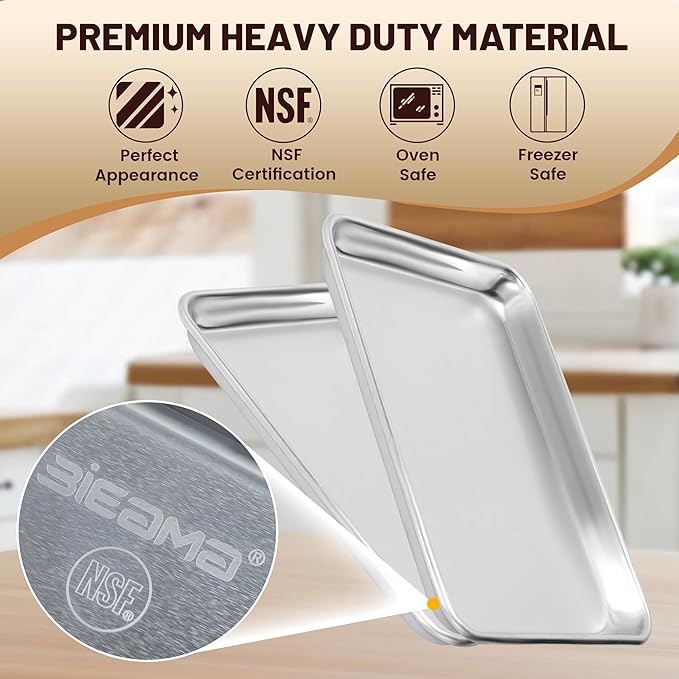 6 Pack Quarter Size 13" × 10" Baking Sheet Pan Aluminum Commercial cookie sheets for baking