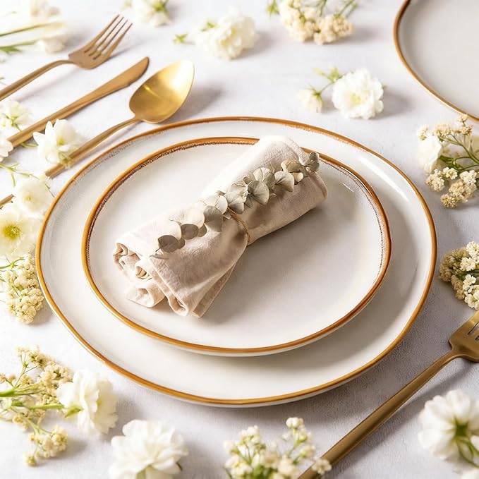 AmorArc Ceramic Dinnerware Sets,Handmade Reactive Glaze Stoneware Plates and Bowls Sets,Highly Chip and Crack Resistant | Dishwasher & Microwave Safe Dishes Set,Service for 4 (12pc)