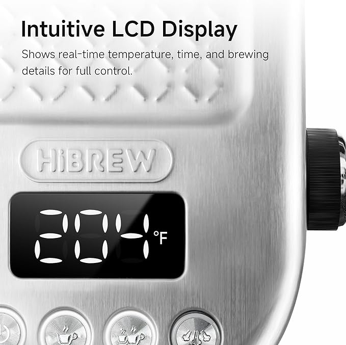 HIBREW H10B - 51mm Espresso Machine - Temperature & Cup Volume Adjustable at will - With Intelligent Display Screen & Pressure Gauge - Stainless Steel Body(Metallic Silver)