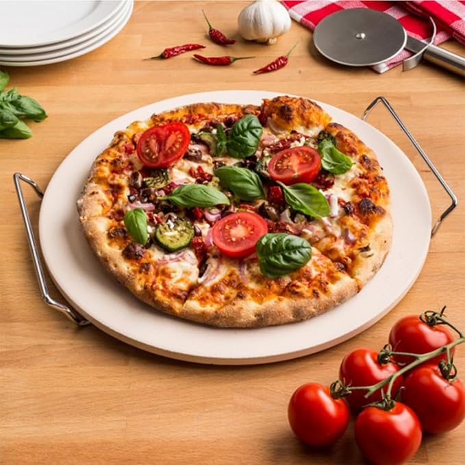9'' Pizza Stone for Oven and Grill Round Baking Stone Heavy Duty Cordierite Pizza Cooking Pan for Indoor Electric Ovens Baking Crisp Crust Pizza Bread with RV Oven Home(23cm*1cm)