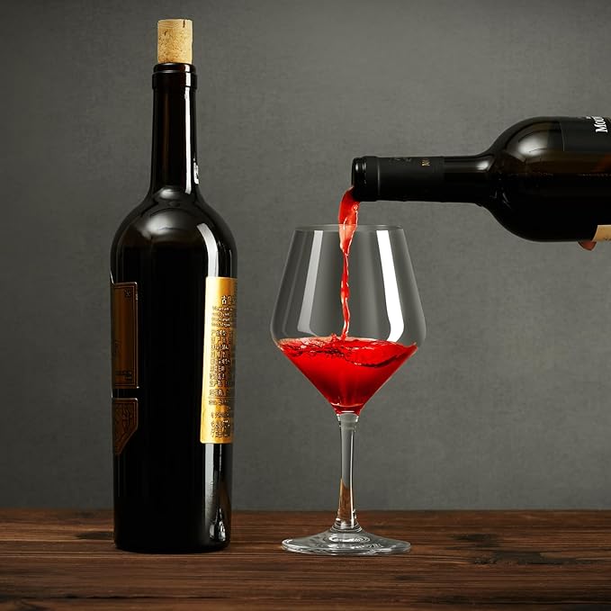 Hand-Blown Crystal Wine Glasses Set of 2, 16OZ, Long Stem Glasses for Red and White Wine, Christmas and Wedding Gifts (2)