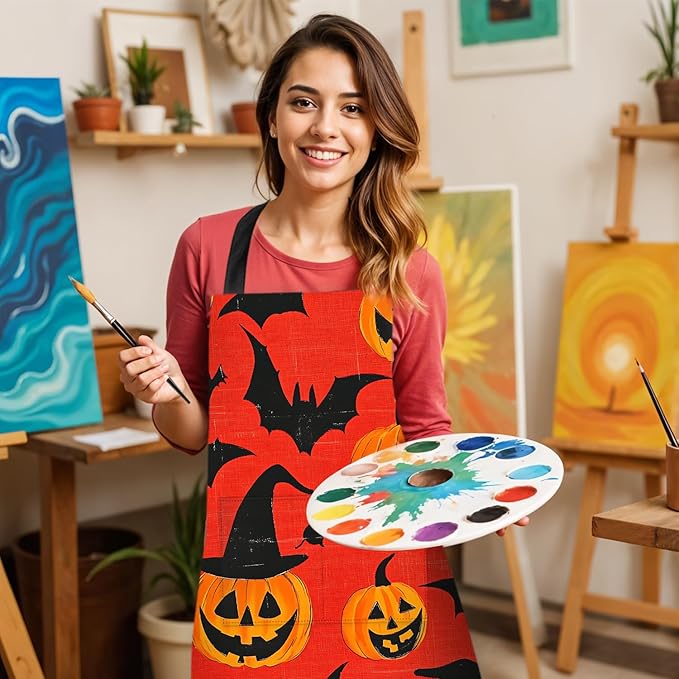 Halloween Apron Home Kitchen Cooking Baking Gardening for Women Men with Pockets waterproof 32x28 inch