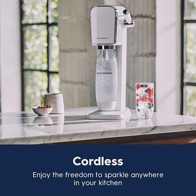 SodaStream - ART Sparkling Water Maker | STARTER KIT | CQC CO2 system | Includes 1x CO2 Cylinder, 1x32 & 1x16 Fl Oz Dishwasher Safe Bottles, 1x Bubly Flavor Drop | Combine with Pepsi Flavors | White