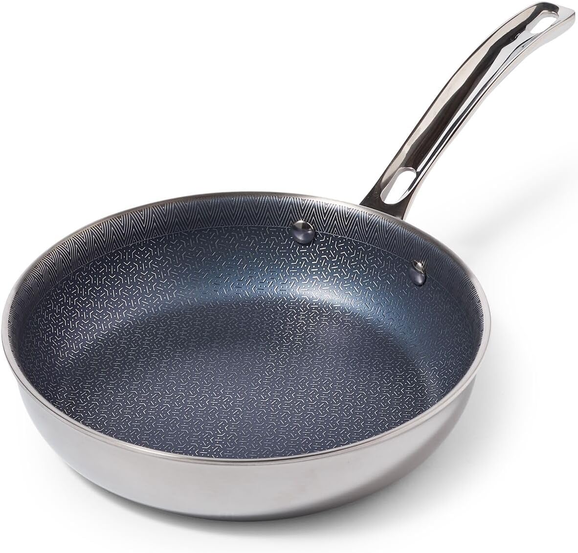 Viking 3-Ply Non Stick Frying Pan, 8 Inch Hybrid Plus Stainless Steel Kitchen Cookware, Silver