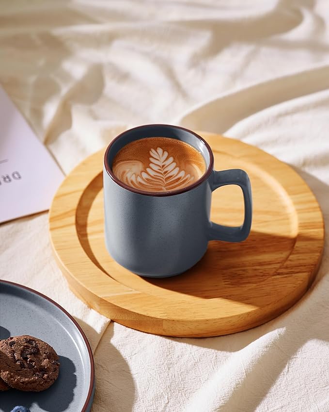 famiware Coffee Mugs Set of 4, Nebula 14oz Coffee Mugs, Ceramic Cup Set with Handle for Latte, Tea, Milk, Cappuccino, Cocoa, Charcoal