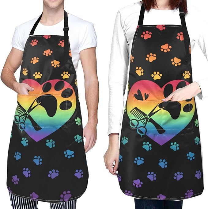 Funny Animal Apron with 2 Pockets Waterproof for Men Women Kitchen Garden Decor