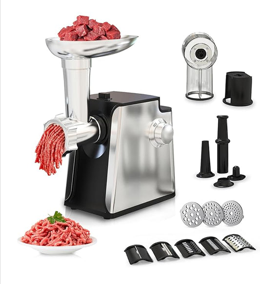 Electric Meat Grinder 2800W Sausage Stuffer Maker 4-In-1 Vegetable Shredder With 3 Slice, Shred Blades,5 Blades,Sausage Stuffer,Kubbe Kit For Home Kitchen Use