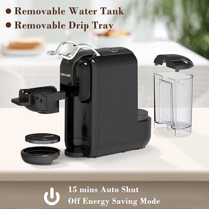 Espresso Maker for Nespresso Capsule, Lavazza Blue Capsule & Coffee Powder, 19 Bar Pump Pressure Makes Authentic Espresso Coffee, Mini Espresso Coffee Machines with Removable Water Tank.