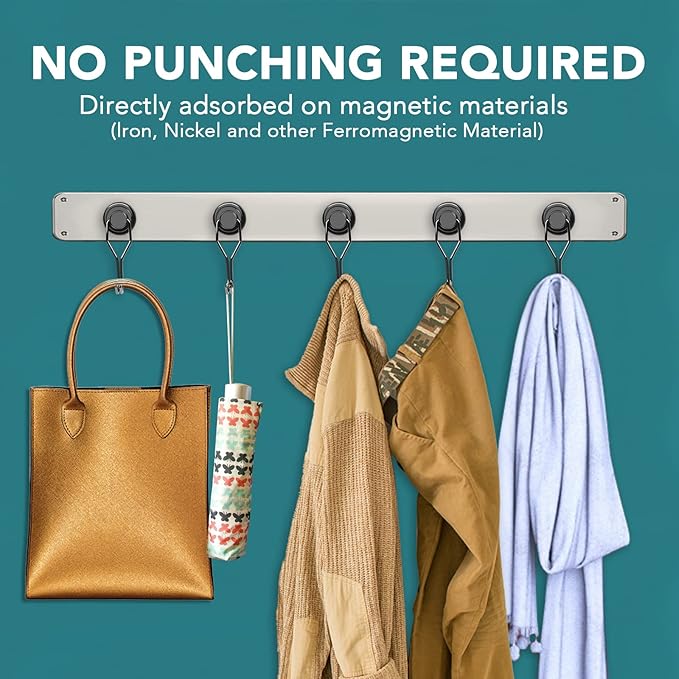 LOVIMAG Hooks, 75lbs+ Magnetic Magnet Hook 2025 Cruise Cabin Ship Essentials Heavy Duty Strong Refrigerator Fridge Hanging for Classroom Beach Vacation Kitchen Grills Home Mug Hanger (8 Pack), Black