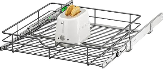 ALINE FURNITURE Pull Out Shelves - 23" W x 22" D Soft Close Pull Out Cabinet Organizer 1 Tier - Slide Out Drawers with Shelf Liner, Heavy Duty Steel Wire Baskets for Kitchen Cabinets, Pantry, Bathroom