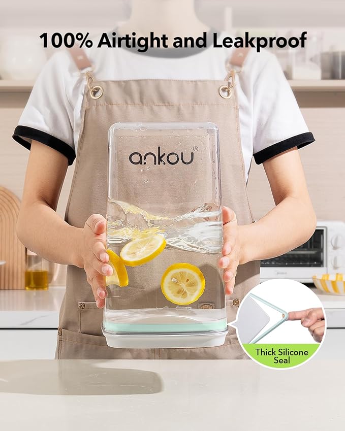 Ankou Airtight Food Storage Container with Pop Lid & 130ml Scoop, 4L/4.2qt *2 BPA-Free Cereal, Rice, Flour, Pasta & Snack Container, Stackable & Durable,Kitchen Pantry Organizer