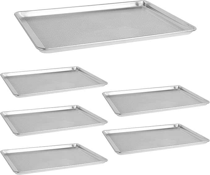 6 Pack Full Size 18" x 26" Aluminum Baking Sheet Pan Perforated, Commercial Bakery Equipment Cookie Sheets, NSF Approved Baking Tray