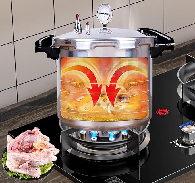 15 Quart Pressure Canner Cooker & pressure canners for canning & water bath canner | Pressure Gauge & Pressure Regulator | Compatible:natural gas-open flame & With 1 steaming tray