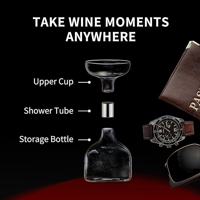 SOUL ONE Wine Decanter, Personal Portable Decanter(365ml), 100% Lead-free, Wine Gift, Wine Accessories, for Business Trip, Picnic,Sharing with Friends and Solitary Moment