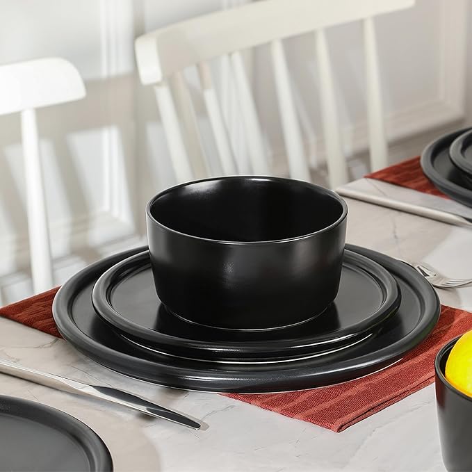 Stone Lain Eden 4-Piece Bowl Set Stoneware, Black