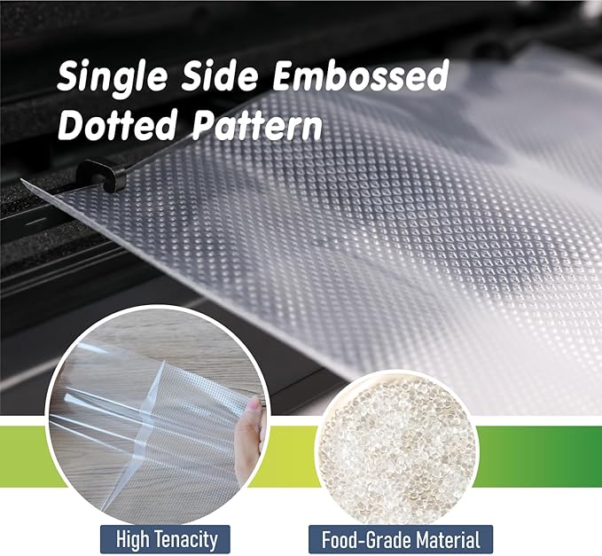 Precut Vacuum Sealer Bags, 150 Gallon 11" x 16" and Quart 8" x 12" and Pint 6" x 10" Commercial Grade Textured Food Sealer Bag, Vacuum Storage Bags for Storage, Meal Prep or Sous Vide