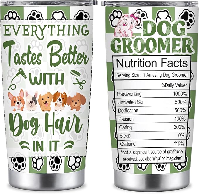 Dog Groomer Gifts for Women, Pet Hairstylist Tumbler Stainless Steel 20oz, Dog Hairstylist Thank You, Pet Groomer Appreciation Gift for Women Men, Birthday Christmas Gifts