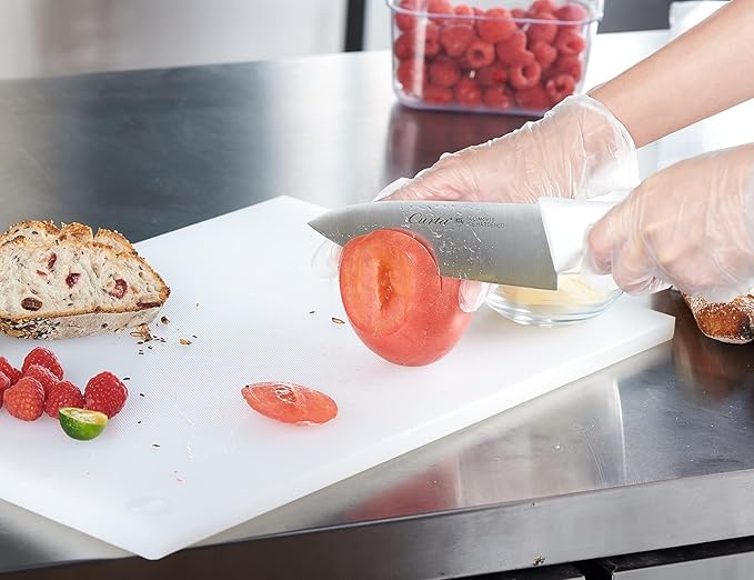 CURTA Cutting Boards for Kitchen, 18" x 12" x 0.5" White Color Coded Plastic Chopping Board with Anti Slip Surface Dishwasher Safe