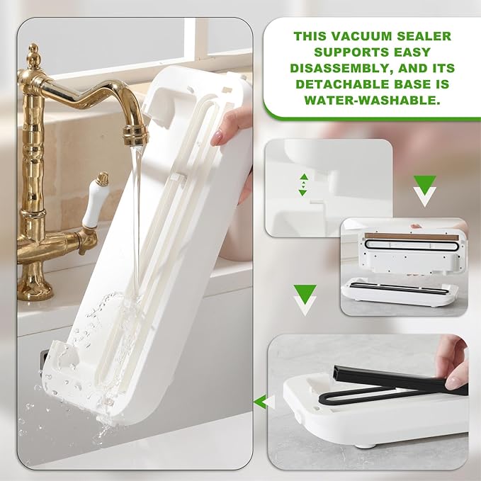 Vacuum Sealer - 90kPa Suction, 180W Motor, 30-Cycle Continuous Use, One-Touch Automatic - Dry/Wet Modes, Air-Tight Seal with Container Tube for Kitchen Use, Food Storage.