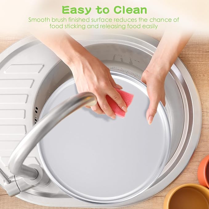 12 Pieces Pizza Pan Bulk Restaurant Aluminum Pizza Pan Set Round Pie Cake Plate Rust Free Cake Tray for Oven Baking Home Kitchen Restaurant Easy Clean(14 Inch)