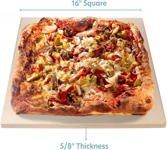 CucinaPro Pizza Stone for Oven, Grill, BBQ- Extra Thick 5/8" Cordierite Rectangular Baking Stone for Better Cooking- 16" x 14" Pan- Holds High Temp For Crispy Crust- Kitchen Essential Must Have Gift