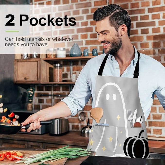 Halloween Apron Home Kitchen Cooking Baking Gardening for Women Men with Pockets waterproof 32x28 inch