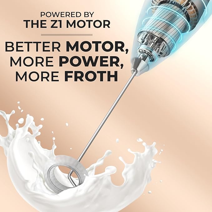 Zulay Kitchen Powerful Milk Frother Wand - Ultra Fast Handheld Drink Mixer - Electric Whisk Foam Maker for Coffee, Lattes, Cappuccino, Matcha & Creamer -