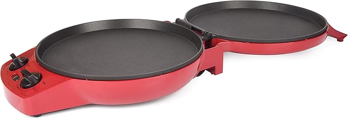 Courant Pizza Maker, 12 Inch Pizza Cooker and Calzone Maker, with Timer &Temperatures control, 1440 Watts Pizza Oven convert to Electric indoor Grill, Red