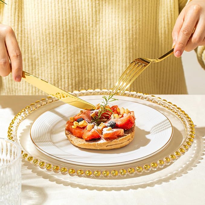 KINGSTONE 20 Piece Teardrop Silverware Set for 4, 18/10 Stainless Steel Flatware Set, Modern Design Cutlery Set for Home/Hotel/Wedding,Mirror Polished and Dishwasher Safe, Gold