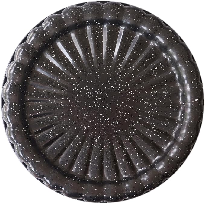 Charlotte Cake Pan 10 Inch, Flower Shaped Charlotte Mold Pan, Carboon Steel Round Cake Molds for Baking, Nonstick Special Bakeware - Black