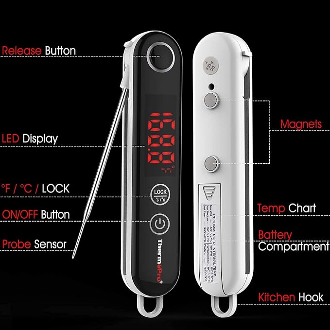 ThermoPro TP18 Instant Read Meat Thermometer Digital with Thermocouple Sensor, Cooking Food Thermometer for Grill, Smoker, BBQ, Oil Deep Frying, Candy, Kitchen Thermometer