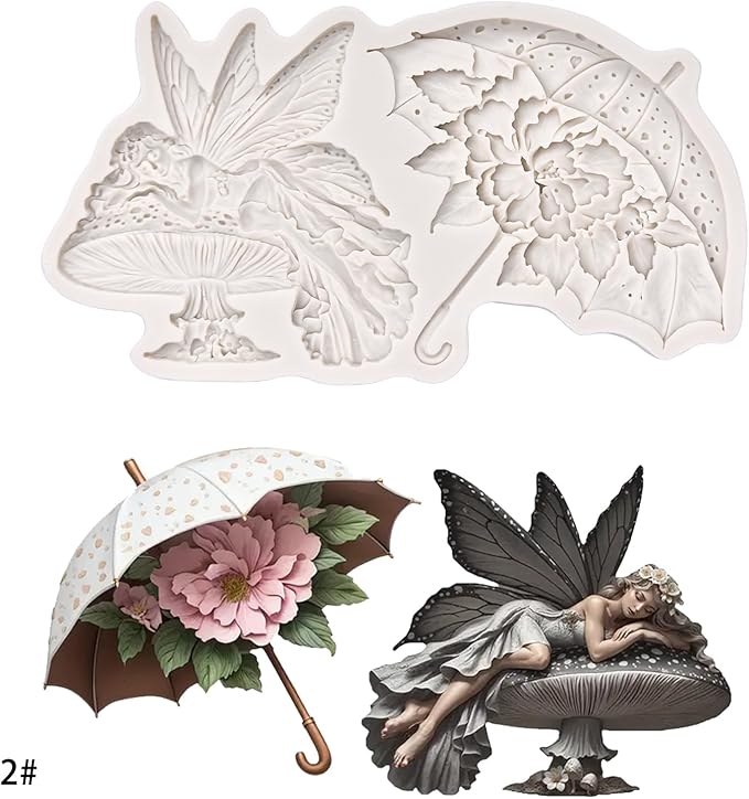 (Four-piece set) Flower, butterfly, umbrella wing girl, dragonfly, bird, DIY silicone mold, cake chocolate mold wedding cake decoration tool soft candy cake mold