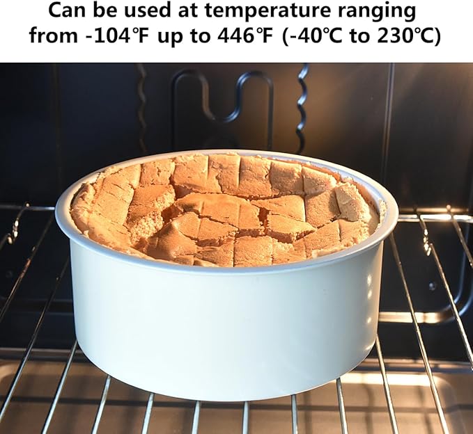 Guowall 6 inch Cake Pan with Removable Bottom Carbon Steel Round Shaped Cheesecake Tin Nonstick Chiffon Cake Mould for Baking - Cream Color