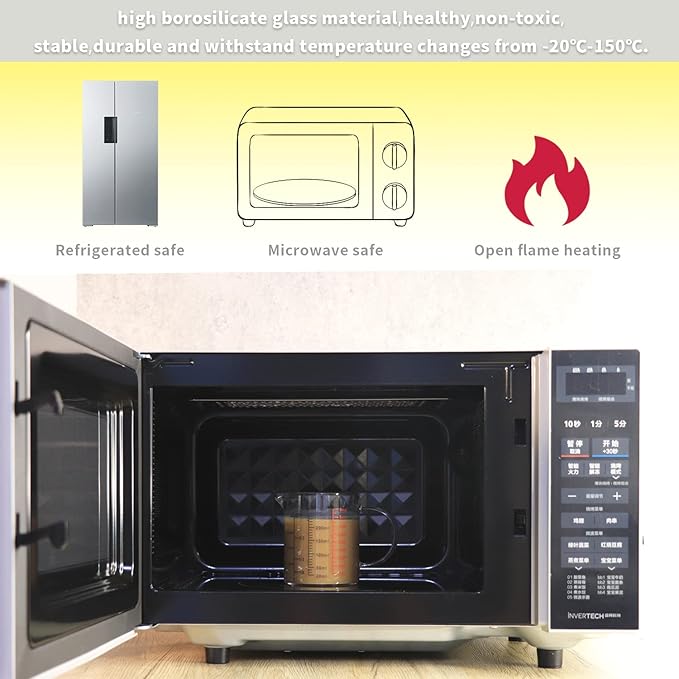 Glass Measuring Cup-[Insulated handle | V-Shaped Spout]-Made of High Borosilicate Glass Measuring Cup for Kitchen or Restaurant, Easy to Read, 250 ML (8 Oz, 1 Cup)