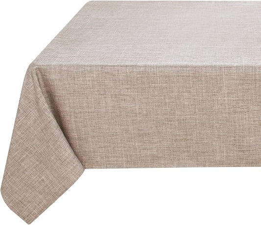 Fitable Linen Textured Tablecloth Washable Fabric Rectangle Table Cloth for 8 Foot Tables, Holiday Table Cover for Kitchen Dining, Party, Farmhouse (Nature, 54 x 108 Inch)