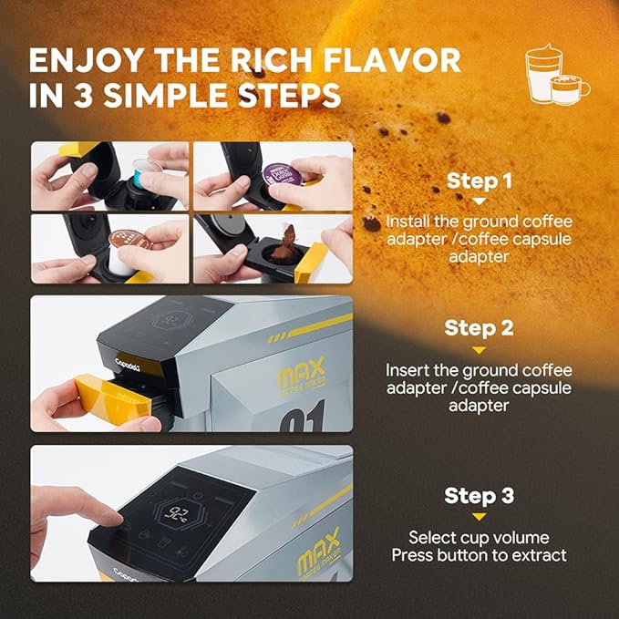 BENFUCHEN 4 in1 Single Serve Coffee Maker, 19 Bar Espresso Maker Coffee Machine For KCup/Nespresso OriginalLine Capsules/Dolce Gusto/Ground Coffee, Vibrant Orange