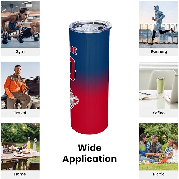 Custom Tumbler Stainless Steel Cup Personalized Baseball Vacuum Insulation Travel Mug Add Your Name Number Fans Gift for Baseball Fans