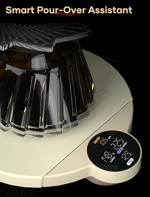 Cocinare Balance Lite Smart Coffee Scale with Timer, 3kg/0.1g Precision Digital Scale for Pour-Over, Espresso & Drip, 3 Brewing Modes (Assist, Weigh, Competition), Adjustable Ratios & Flow Rate, White