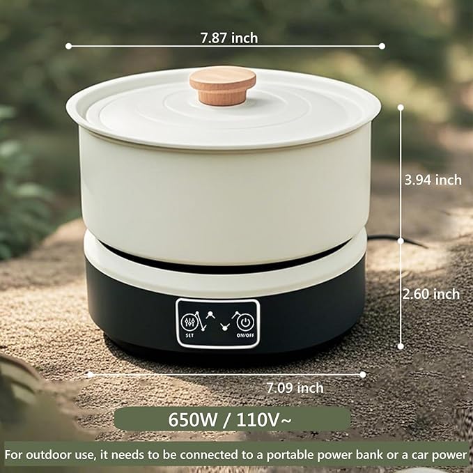 Portable Induction Cooktop with 2-Qt Pot - 650W Fast Heating, Low Noise | 7-Inch Mini Cooker for Travel, Home,Camping & RV | Flameless, Compact Space-Saving Design