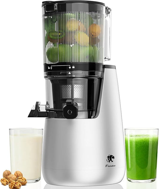 B11 Cold Press Juicer, 6" Extra Wide Feed Chute Slow Masticating Juicer Machine, Powerful AC Brushless Motor, Self Precut System, Easy to Clean, BPA-Free, Extra one Replace juicer strainer