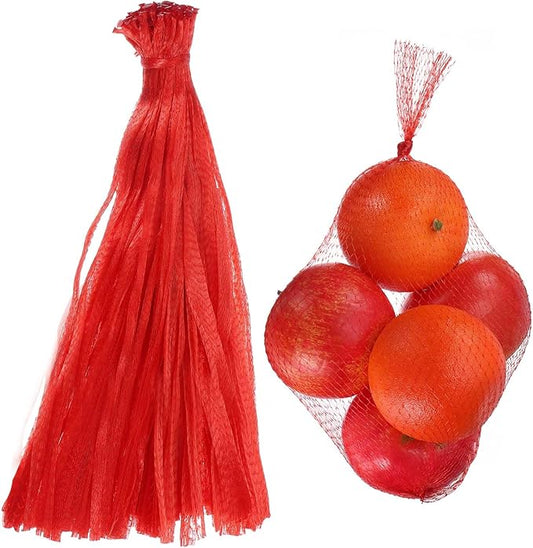 uxcell 100PCS Reusable Mesh Produce Bags, 15.7 Inches Egg Hatching Bags Washable Breathable Fruit Net Stretchable Mesh Netting Storage for Seafood Vegetable Onion Grocery Shopping, Red