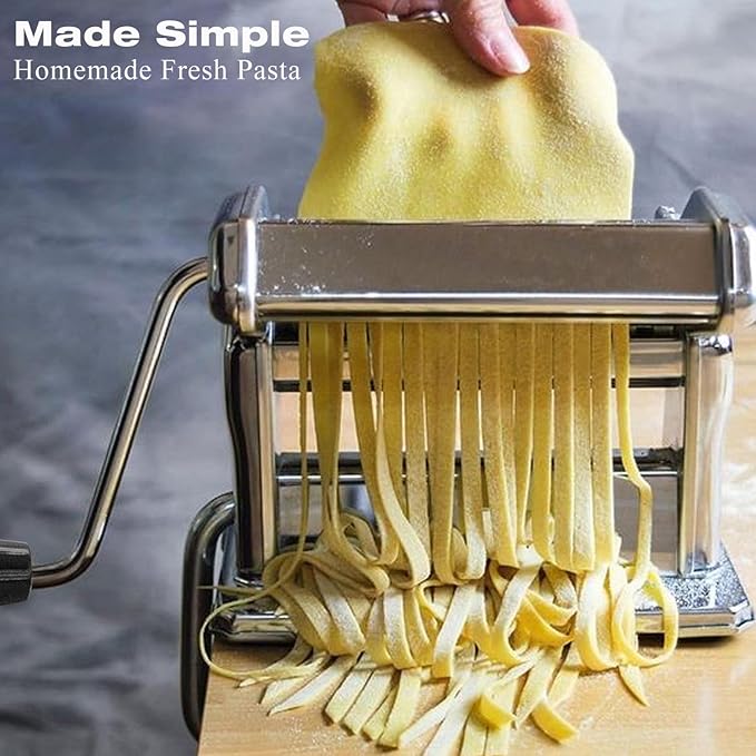 Pasta Maker Machine, AITRAI Noodle Maker Manual Pasta Machine with 9 Adjustable Thickness Settings, Stainless Steel Pasta Roller and Cutter for Pasta Spaghetti, Fettuccini, Lasagna