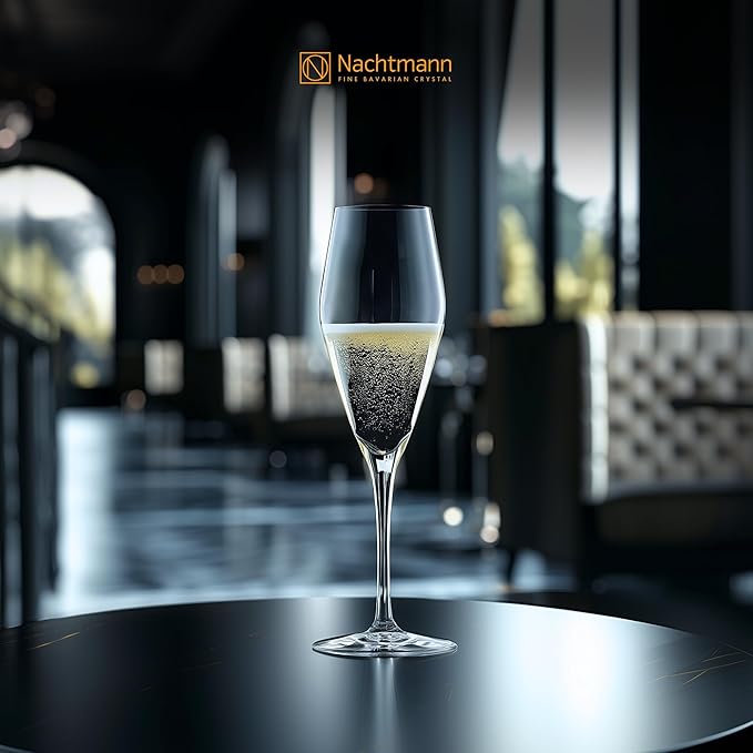 Nachtmann ViNOVA Champagne Flutes (Set of 4) - 9 oz Crystal Stemmed Sparkling Wine Glasses, Modern Design, Elegant Gift-Ready Packaging, Dishwasher Safe Modern Glassware, Made in Germany