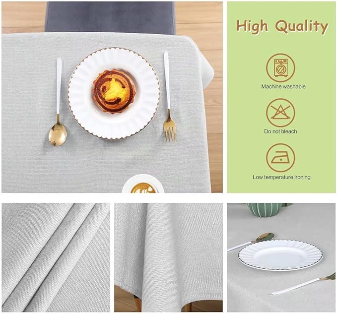 Table Cloth Rectangle Table Cover 55x71 Inches Faux Linen Wrinkle Free and Waterproof Beige Gray Rectangle Tablecloth for Kitchen Dining Party Buffet Wedding