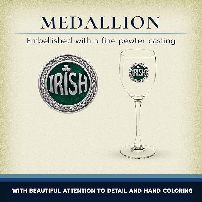 Heritage Pewter Irish Glass Goblets – Set of 2 | 12 OZ Goblet Wine Glasses | Expertly Crafted Pewter Glass